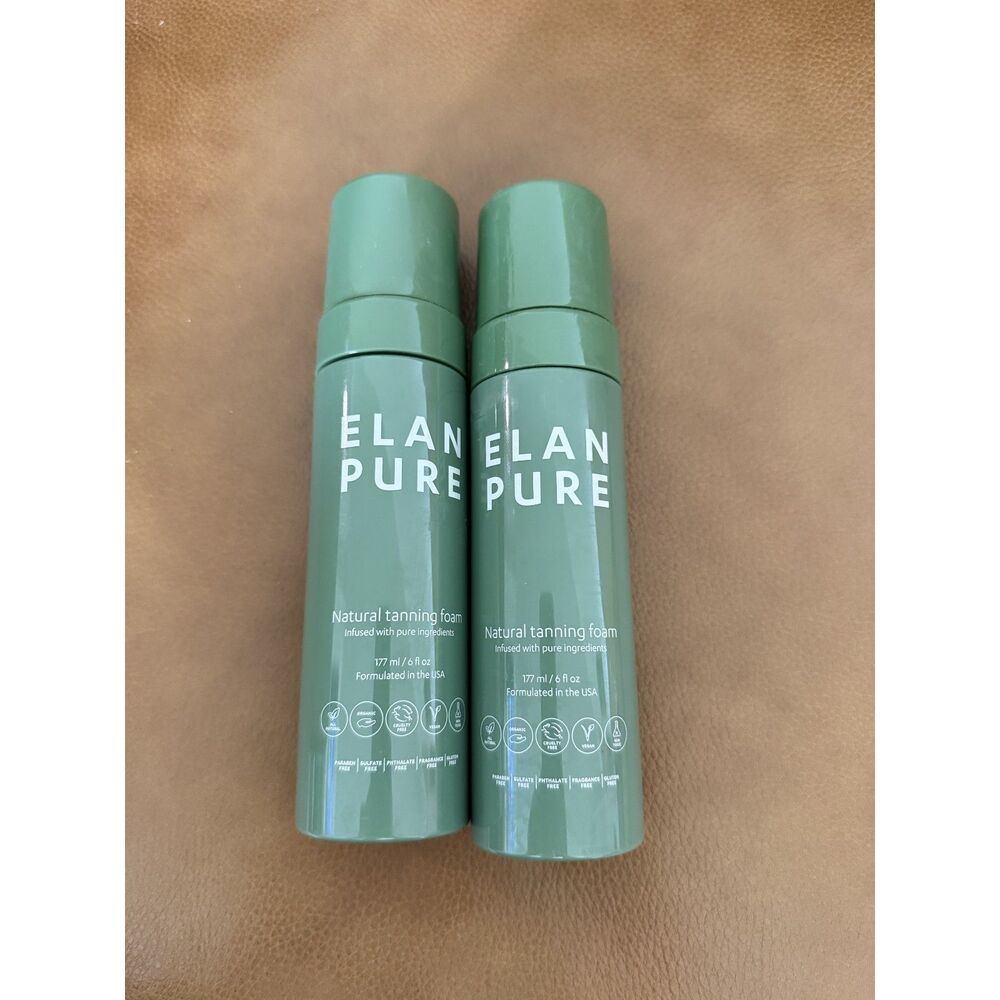 ELAN PURE LOT 2 Natural Tanning Foam Self Tanner Clean Organic Non-Toxic Tan